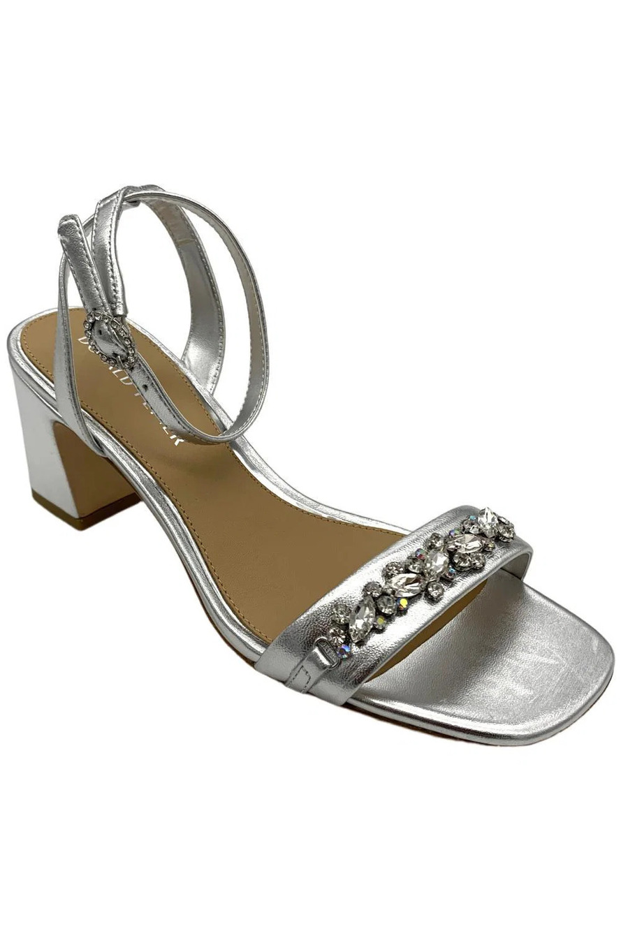 Donald Pliner Women's Doyenne Heeled Sandals Silver Embellished - Medium